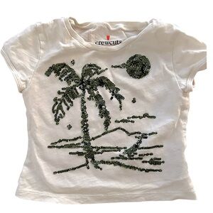 Crewcuts Paradise Sunset Beaded Sequins Embellished White Tee Shirt Girls Sz 4